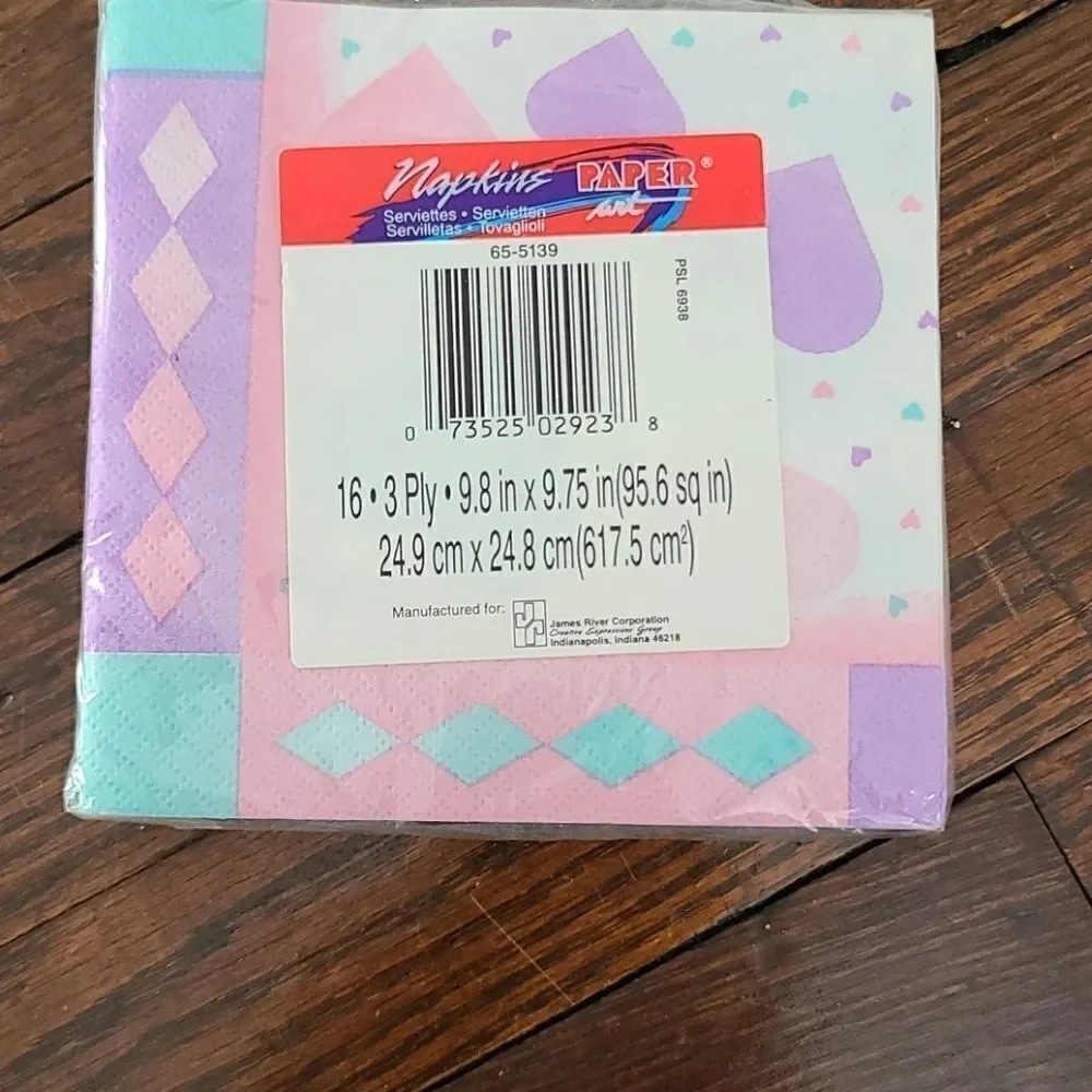 Vintage 80s Kawaii Pastel Girly Hearts Cocktail Napkins Birthday Party Pink